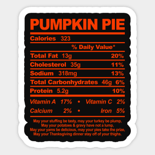 Pumpkin Pie Nutritional Information Thanksgiving Sticker